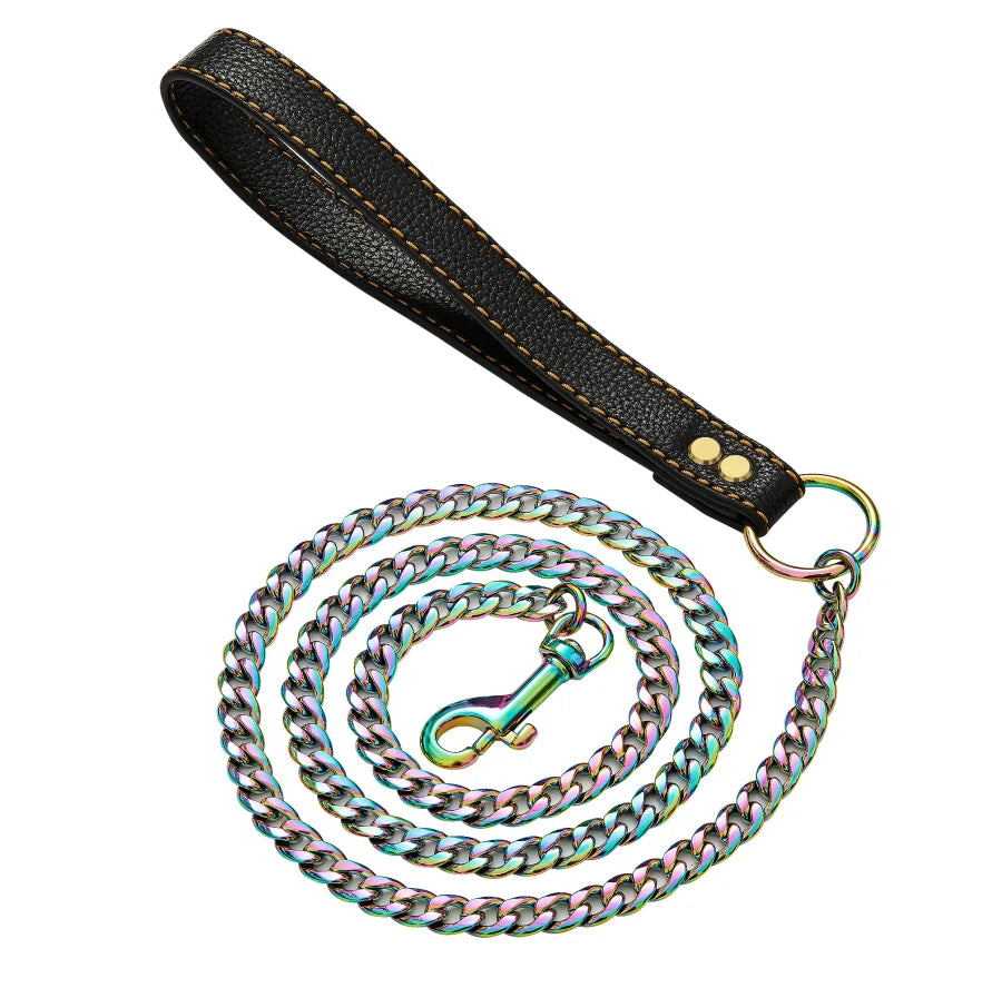 Ergonomic Comfortable Handle Heavy Duty 11.5MM Stainless Steel Pet Leash Luxury Dog Leash Waterproof Chew Proof Chain
