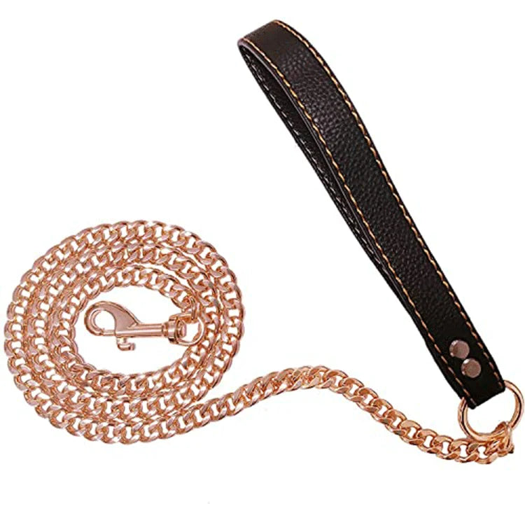 Ergonomic Comfortable Handle Heavy Duty 11.5MM Stainless Steel Pet Leash Luxury Dog Leash Waterproof Chew Proof Chain
