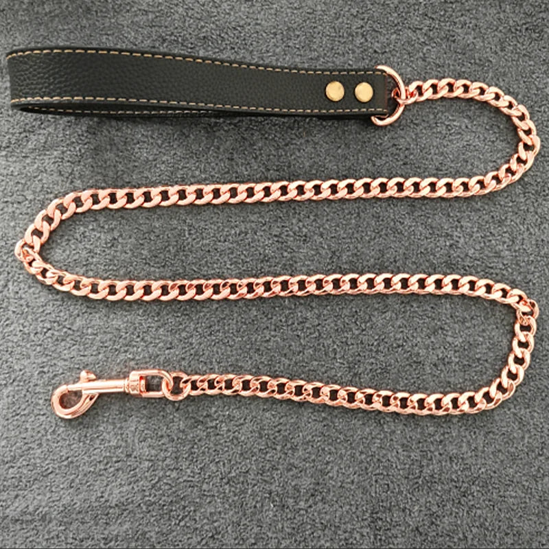 Ergonomic Comfortable Handle Heavy Duty 11.5MM Stainless Steel Pet Leash Luxury Dog Leash Waterproof Chew Proof Chain