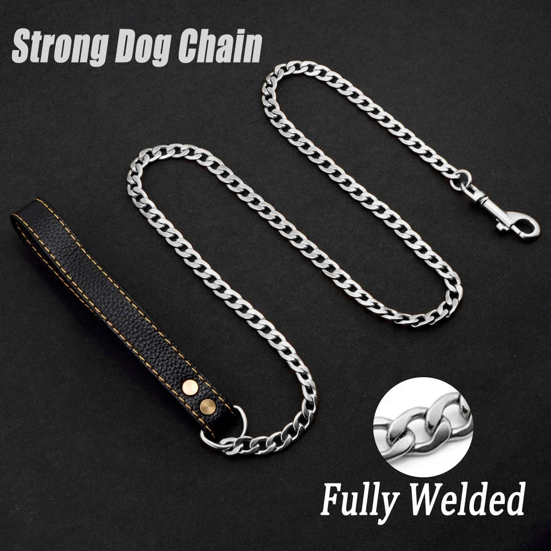 Ergonomic Comfortable Handle Heavy Duty 11.5MM Stainless Steel Pet Leash Luxury Dog Leash Waterproof Chew Proof Chain