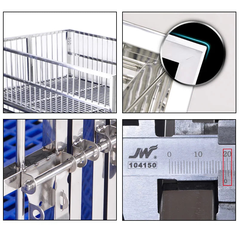 Large Crate Dog Cage Stainless Steel with Solid Pattern Pallet Tray Type