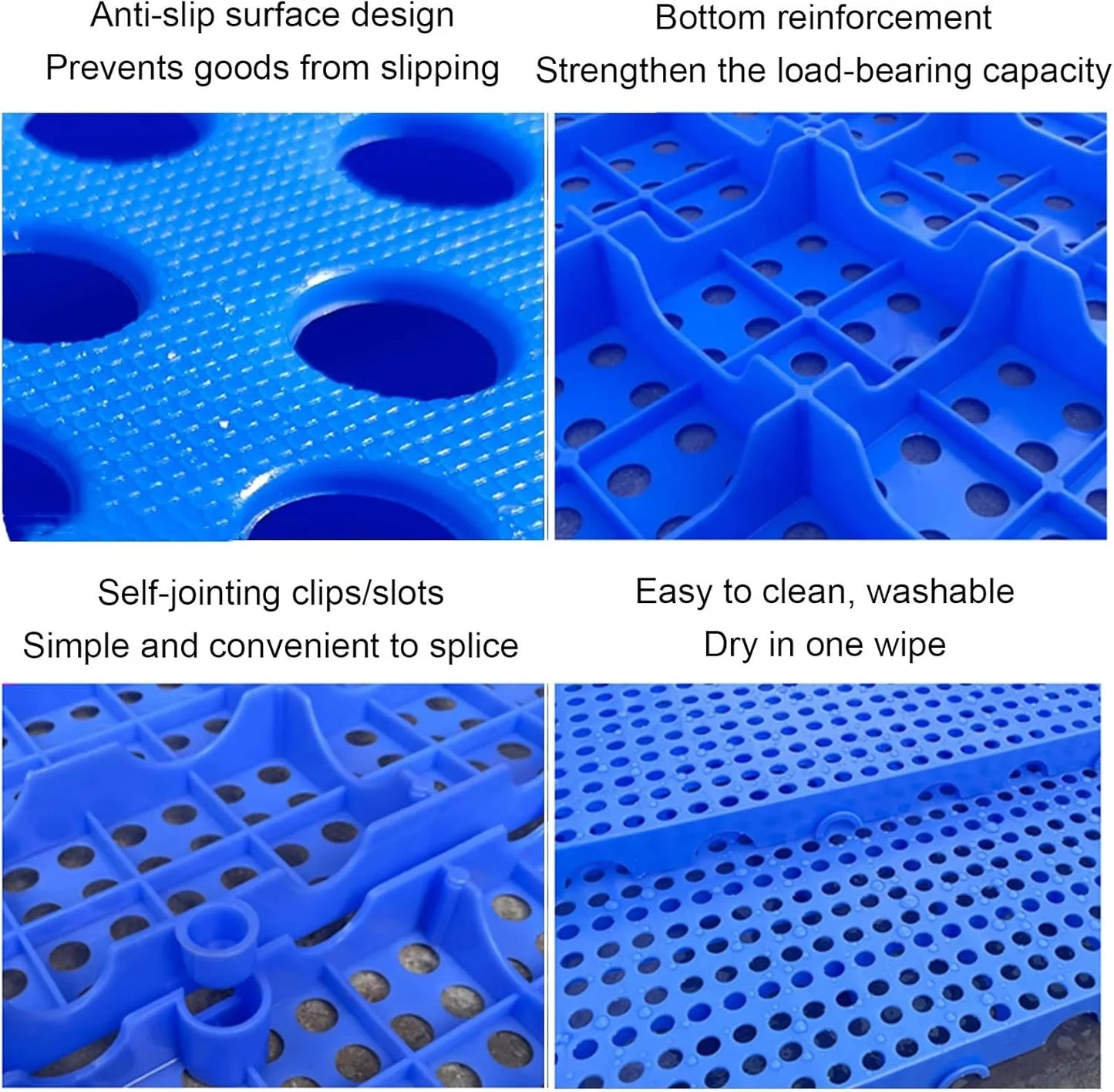 Heavy Duty 2 PCS Grid Plastic Pallets HDPE Stackable Pallet Rack