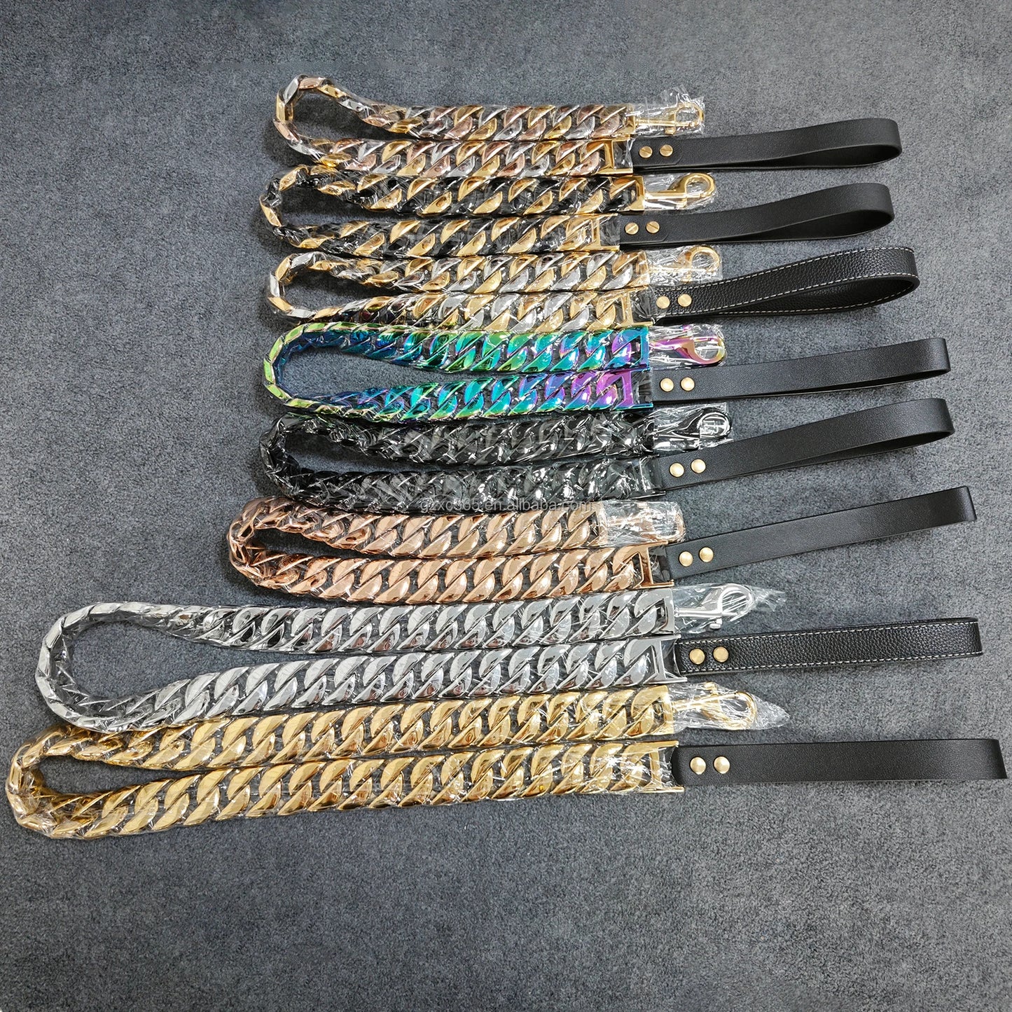 Stainless Steel Big Dog Chains Luxury 32MM Pet Hip Hop Leads Soild Chew Proof Cuban Dog Chain for Walking Training