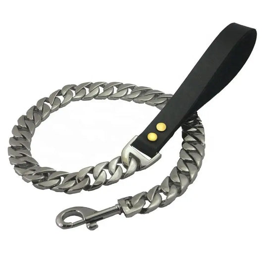 Stainless Steel Big Dog Chains Luxury 32MM Pet Hip Hop Leads Soild Chew Proof Cuban Dog Chain for Walking Training