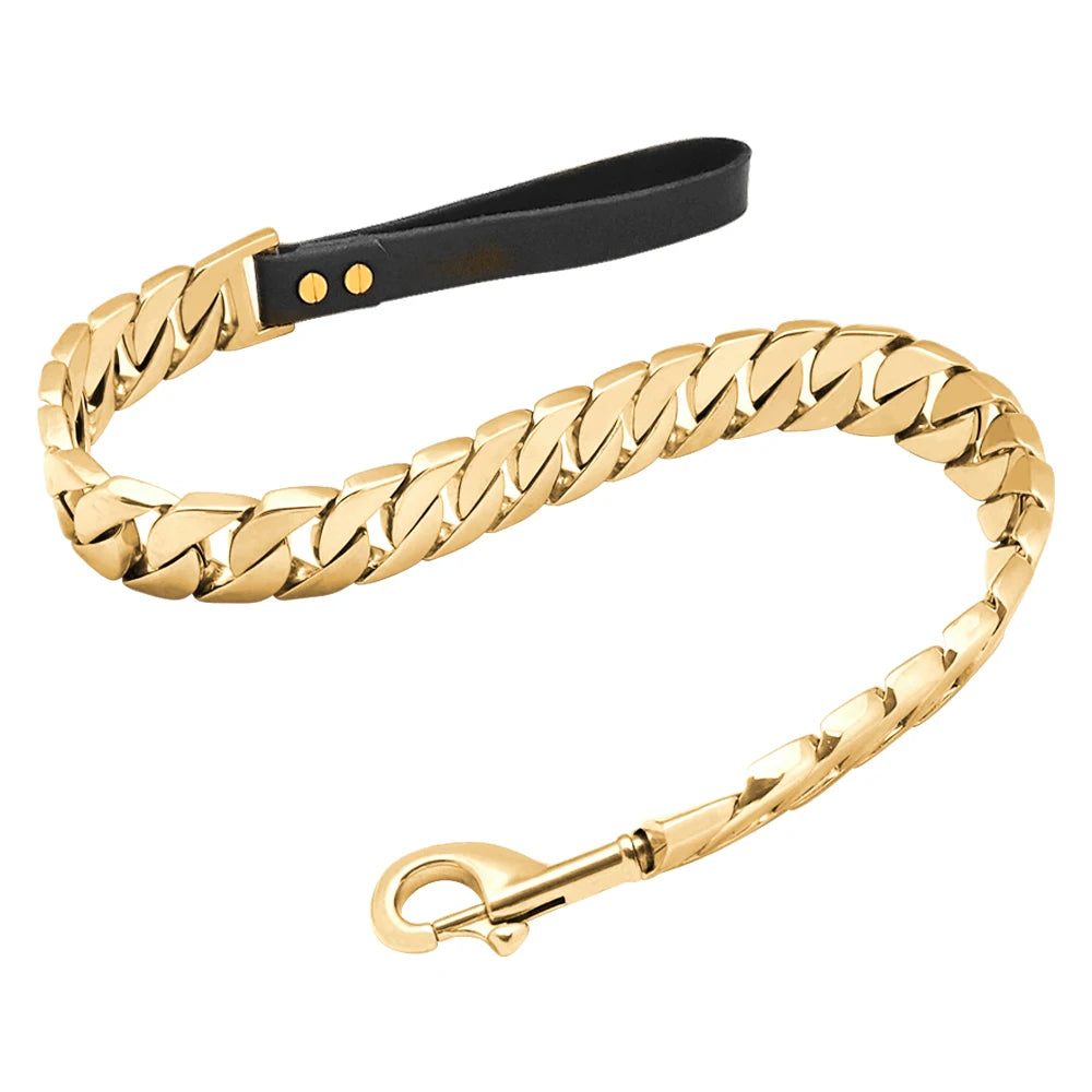 Stainless Steel Big Dog Chains Luxury 32MM Pet Hip Hop Leads Soild Chew Proof Cuban Dog Chain for Walking Training