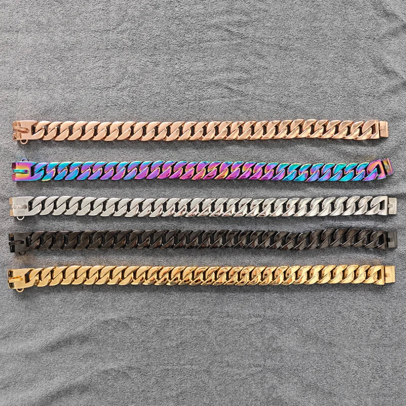 32mm Stainless Steel Rose Gold Heavy-Duty Pet Collars Choke Cuban Dog Chain for Large Dog Pitbull Cuban Link Dog Chain Collar