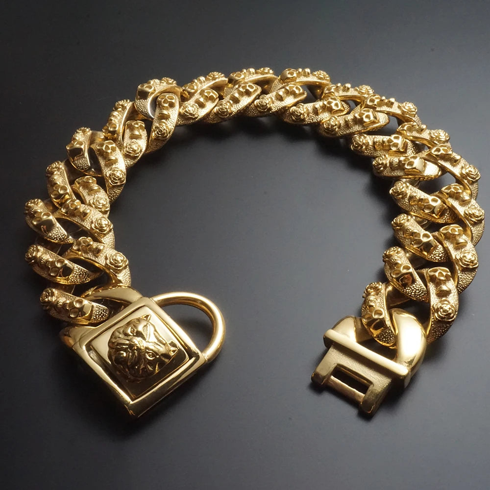18K Gold Dog Cuban Link Dog Collar Choke Chain Collar for Dog