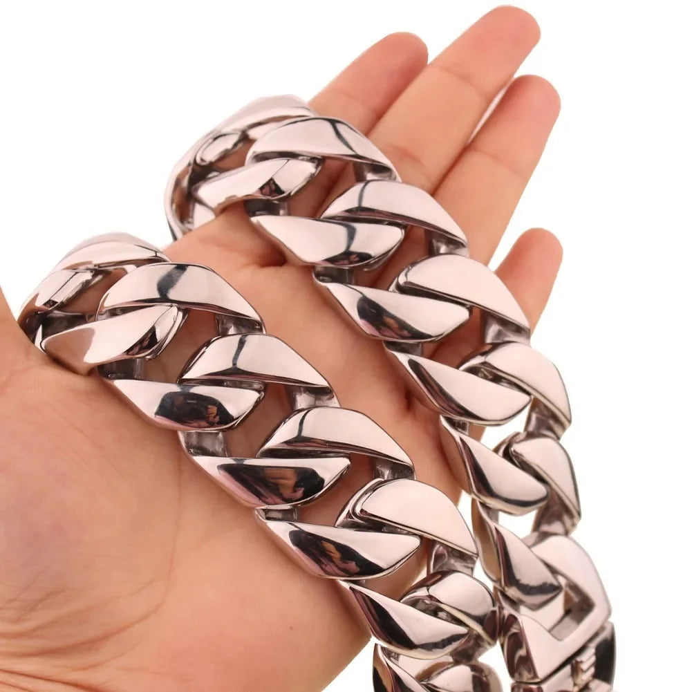 32mm Stainless Steel Rose Gold Heavy-Duty Pet Collars Choke Cuban Dog Chain for Large Dog Pitbull Cuban Link Dog Chain Collar