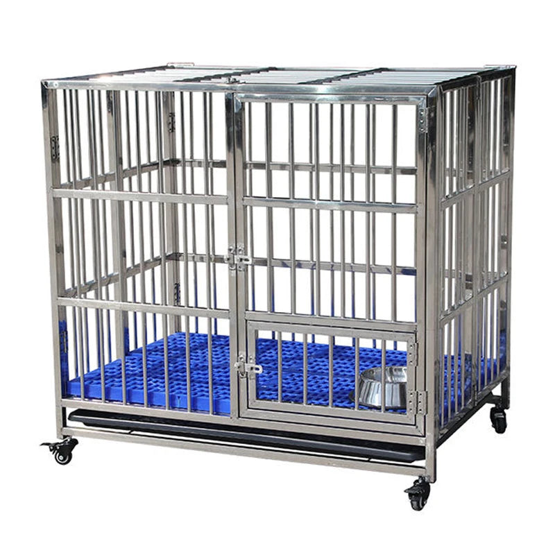 Heavy Duty Single Door Dogs Cage High Strength Stainless Steel Dog Crate Pet Dog Kennel