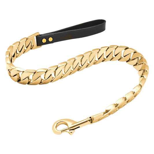 Stainless Steel Big Dog Chains Luxury 32MM Pet Hip Hop Leads Soild Chew Proof Cuban Dog Chain for Walking Training