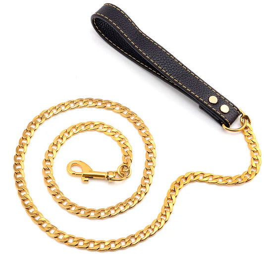 Ergonomic Comfortable Handle Heavy Duty 11.5MM Stainless Steel Pet Leash Luxury Dog Leash Waterproof Chew Proof Chain