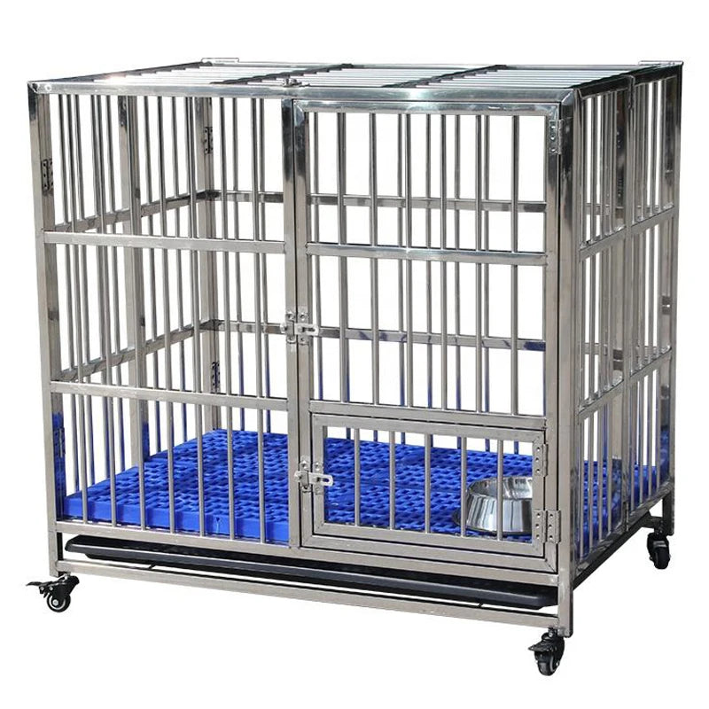 Heavy Duty Single Door Dogs Cage High Strength Stainless Steel Dog Crate Pet Dog Kennel