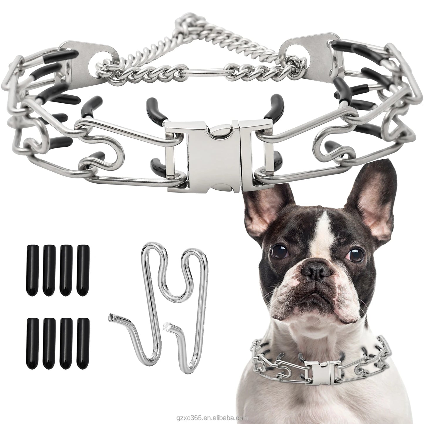Pet Training Collars Stainless Steel Choke Chain Rose Gold Prong Collar, Pinch Dog Collar with Quick Release Buckle for Dogs